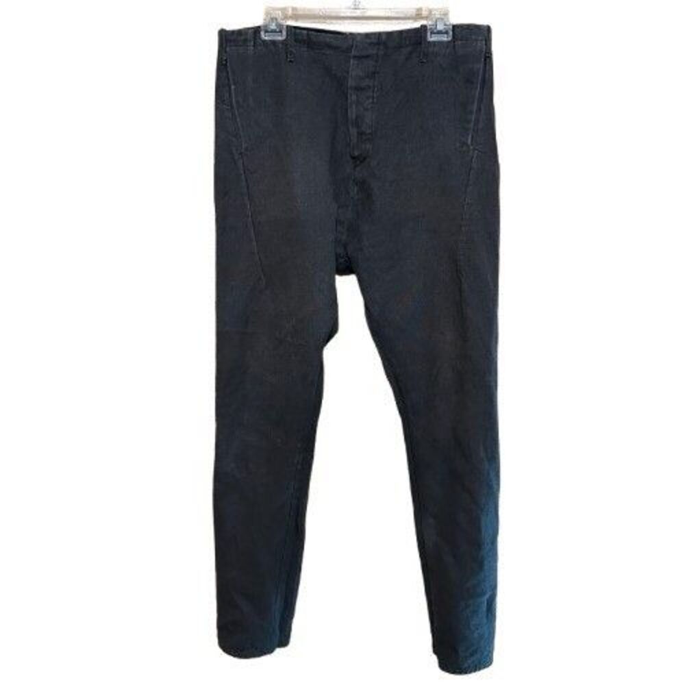 Matias Romero Tapered Flat Front Pants 100% Cotton Washed Black Gray 33x31 Rare